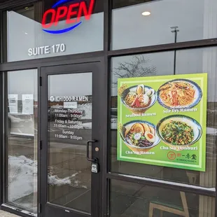 Entrance with hours of operation