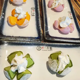 Mango,  Strawberry and Green tea Mochi