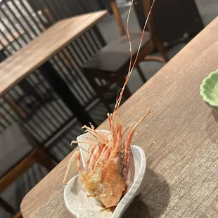 Fried sweet shrimp head