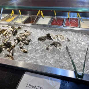 4 oysters and mussels to the left