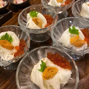 Mountain yam with uni and ikura