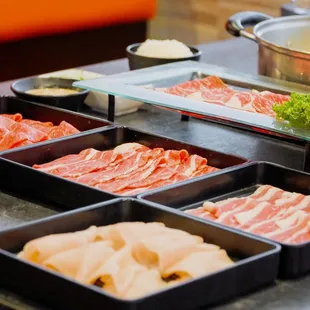 a variety of meats