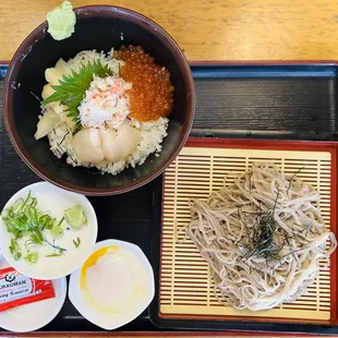 Crab Scallop Rice Bowl COMBO with Ten Zaru Soba