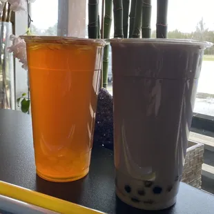 Passion fruit tea &amp; taro bubble tea