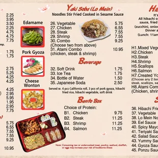 menu, sushi and sashimi