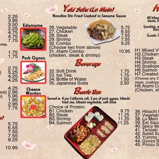 menu, sushi and sashimi