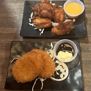 chicken wings and fried chicken, food