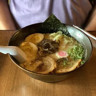 Pork ramen with black garlic oil