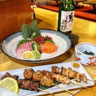 Assorted 3 kinds sashimi 
Skewers
