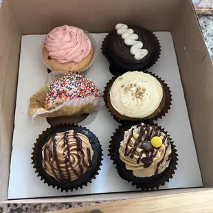 L to R: sweet strawberry, vanilla party, ooey gooey caramel, chocolate love affair, carrot cake, peanut butter blast