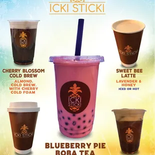 a variety of iced drinks