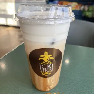 Iced Dirty chai latte with salted caramel cold foam