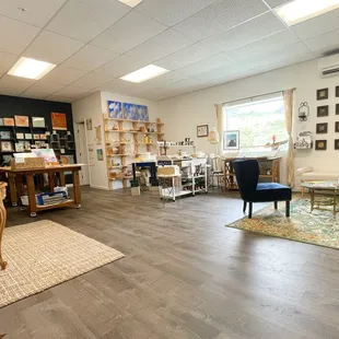 Interior of the Icky Love Art Loft &amp; Gallery. Head upstairs inside of Tradition Coffee Roasters.