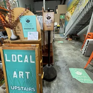 Follow the signs up the stairs