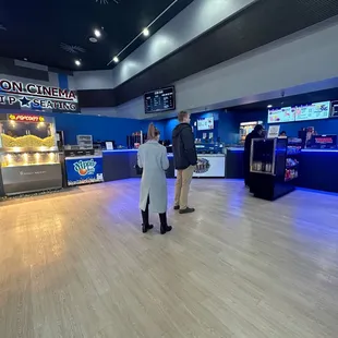 Inside the theater lobby/ concessions area