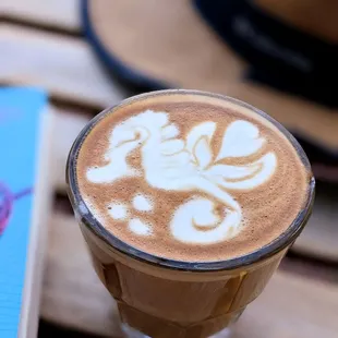beautiful latte art on my cortado