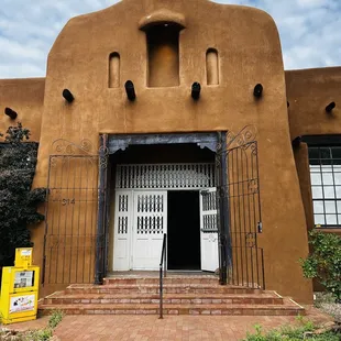 the entrance to a building