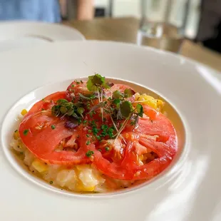 Heirloom tomato &amp; corn risotto