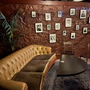 a living room with a couch and a table