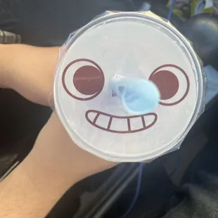 The cute top of the drink we got!
