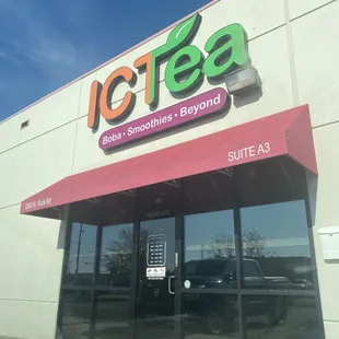 The logo and the front of the tea place!