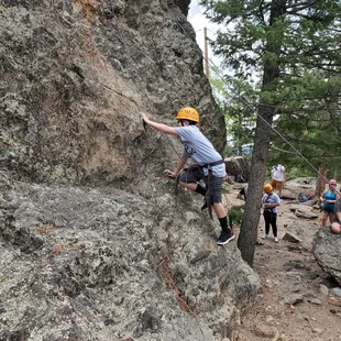 Rock climbing.