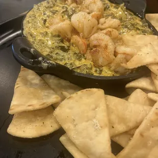 Collard green and shrimp Fondue