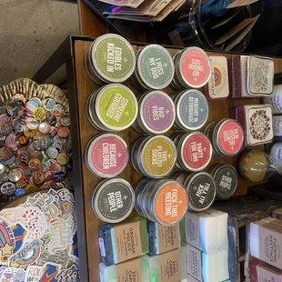 a variety of craft supplies on display