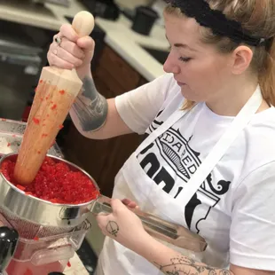 They were making the cherry syrup