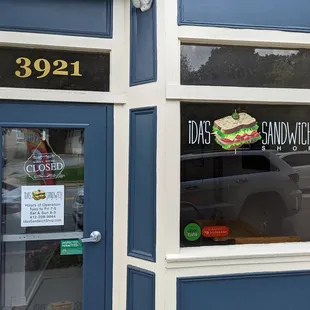 a sandwich in the window