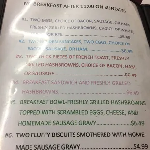 breakfast menu