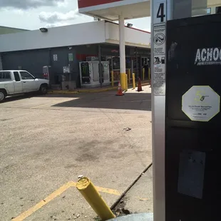 a gas station and parking lot