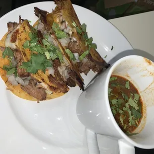 The delicious Birria tacos I made with ingredients sourced from the Ideal Market!