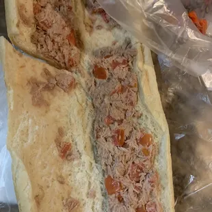 Large Tuna sub with tomatoes