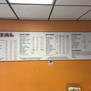 Entire menu.