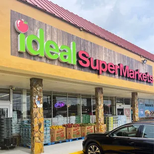 a car parked in front of the store