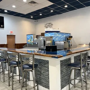 interior, sushi and sashimi
