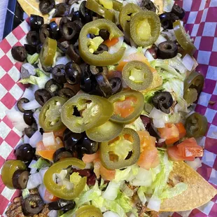 Loaded nachos with jalapeños