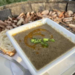 Very delicious wild mushroom sherry soup.