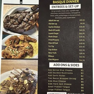 Basque Menu as of 7/19/2024