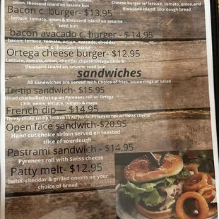 Menu updated pricing and selection