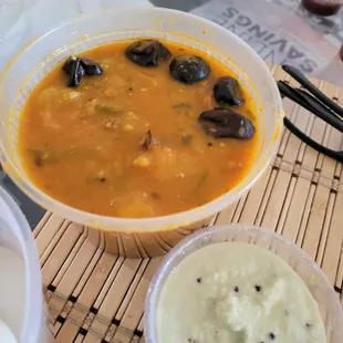 Sambhar and spicy chutney
