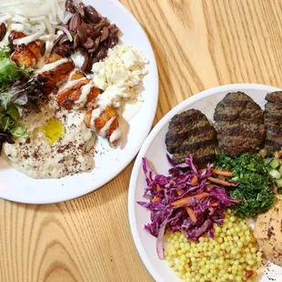 CYO plates with Falafel, Chicken Kebab, and Kefta Kebab