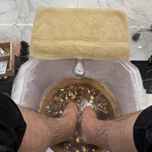 Herbal water to soak your feet and unwind