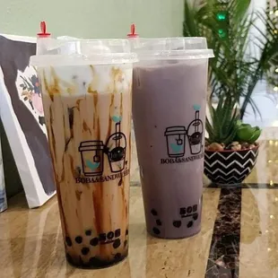 Tiger milk tea and taro milk tea