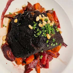 Tender, savory Beef short rib w/ roasted veg