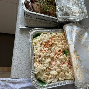 Shoyu Pork and Mac/Potato Salad