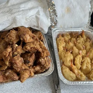 Fried Chicken and Shrimp Tempura