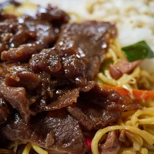 Fried saimin w/ teri pork (rice and mac salad for that triple carb day!)