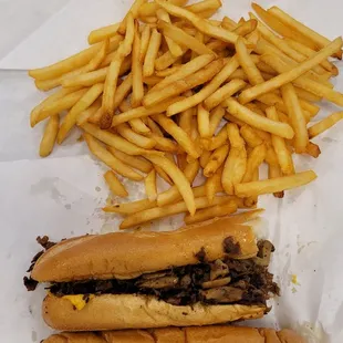 From top to bottom: Half 12in Cheese and Mushroom, fries, Half 12in Cheese and Mushroom, 6 in Teryaki